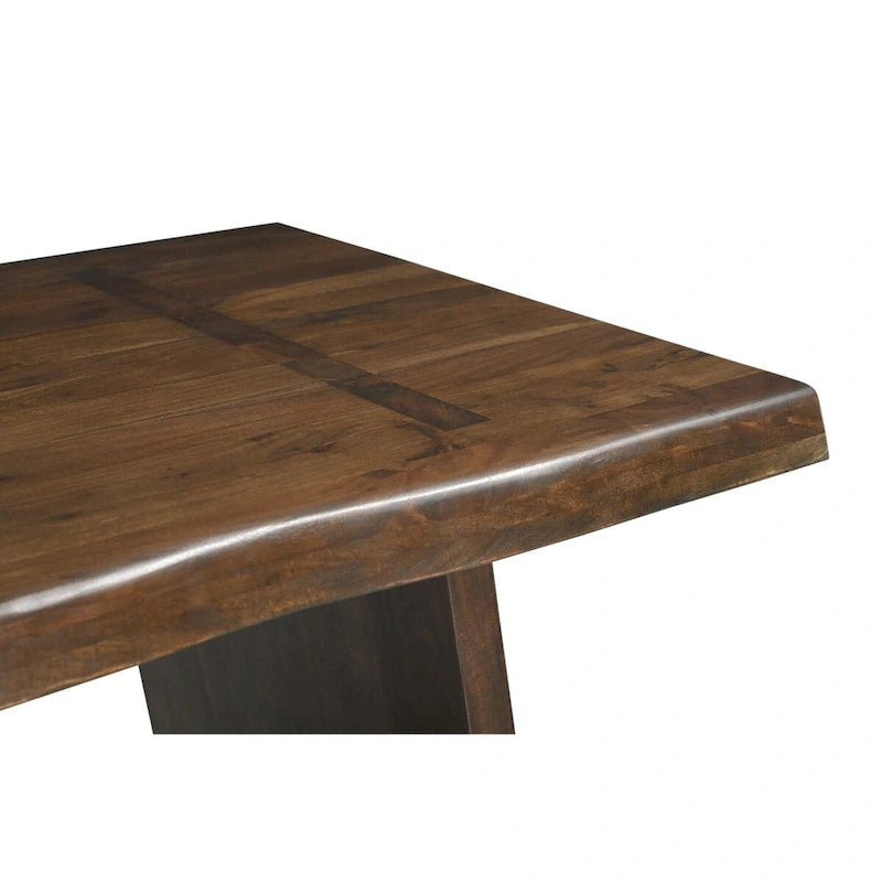 Table à manger Riley en bois massif avec double pied central